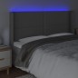vidaXL LED Kopfteil Grau 203x16x118/128 cm Kunstleder