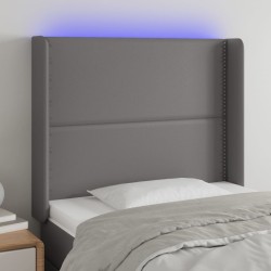 vidaXL LED Kopfteil Grau 103x16x118/128 cm Kunstleder