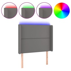 vidaXL LED Kopfteil Grau 103x16x118/128 cm Kunstleder