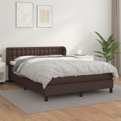 vidaXL Boxspringbett mit Matratze Braun 140x190 cm Kunstleder