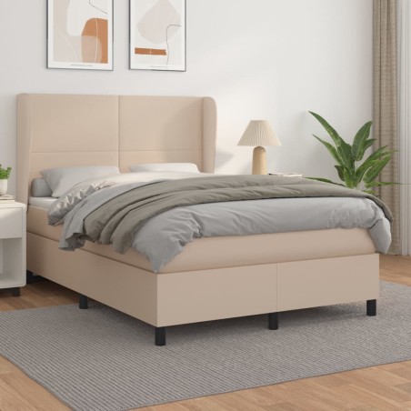 vidaXL Boxspringbett Matratze Cappuccino-Braun 140x190cm Kunstleder