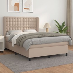vidaXL Boxspringbett Matratze Cappuccino-Braun 140x190cm Kunstleder