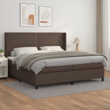 vidaXL Boxspringbett mit Matratze Braun 200x200 cm Kunstleder