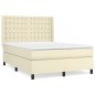 vidaXL Boxspringbett mit Matratze Creme 140x190 cm Kunstleder vidaXL Boxspringbett mit Matratze Creme 140x190 cm Kunstleder