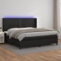 vidaXL Boxspringbett mit Matratze & LED Schwarz 200x200 cm Kunstleder vidaXL Boxspringbett mit Matratze & LED Schwarz 200x200 cm Kunstleder