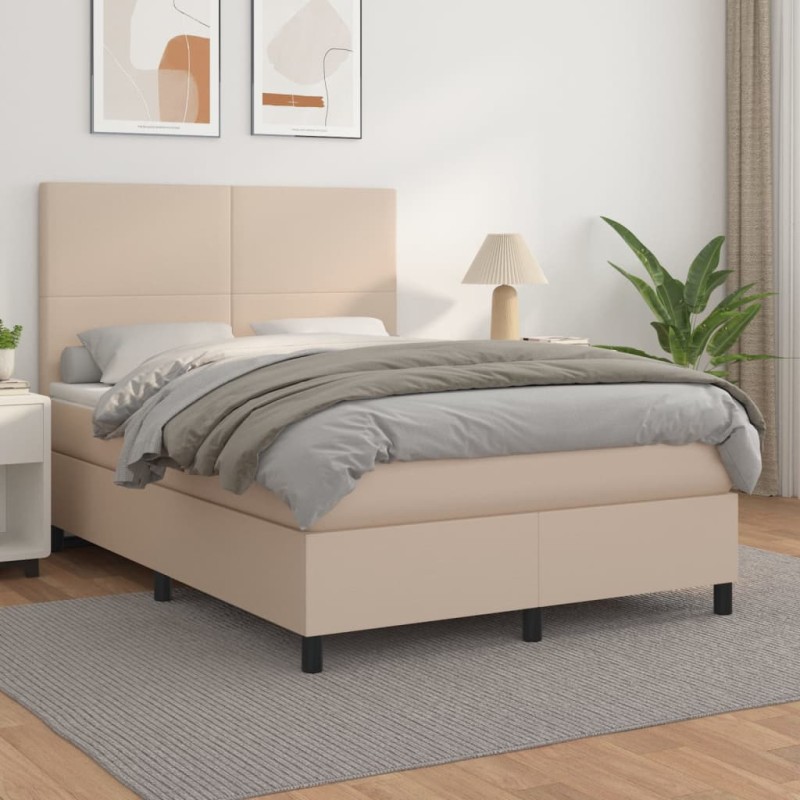 vidaXL Boxspringbett Matratze Cappuccino-Braun 140x190cm Kunstleder vidaXL Boxspringbett Matratze Cappuccino-Braun 140x190cm Kunstleder