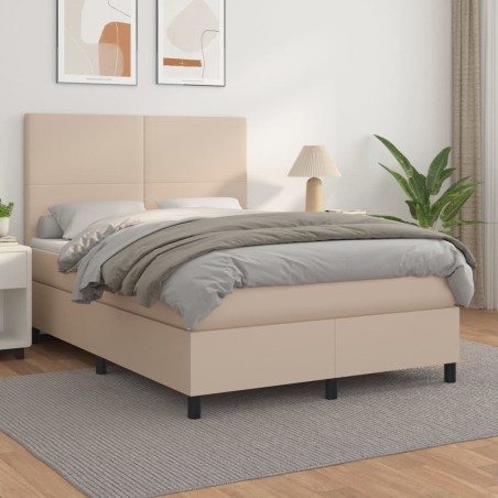 vidaXL Boxspringbett Matratze Cappuccino-Braun 140x190cm Kunstleder