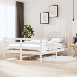 vidaXL Massivholzbett Weiß 135x190 cm