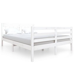 vidaXL Massivholzbett Weiß 135x190 cm