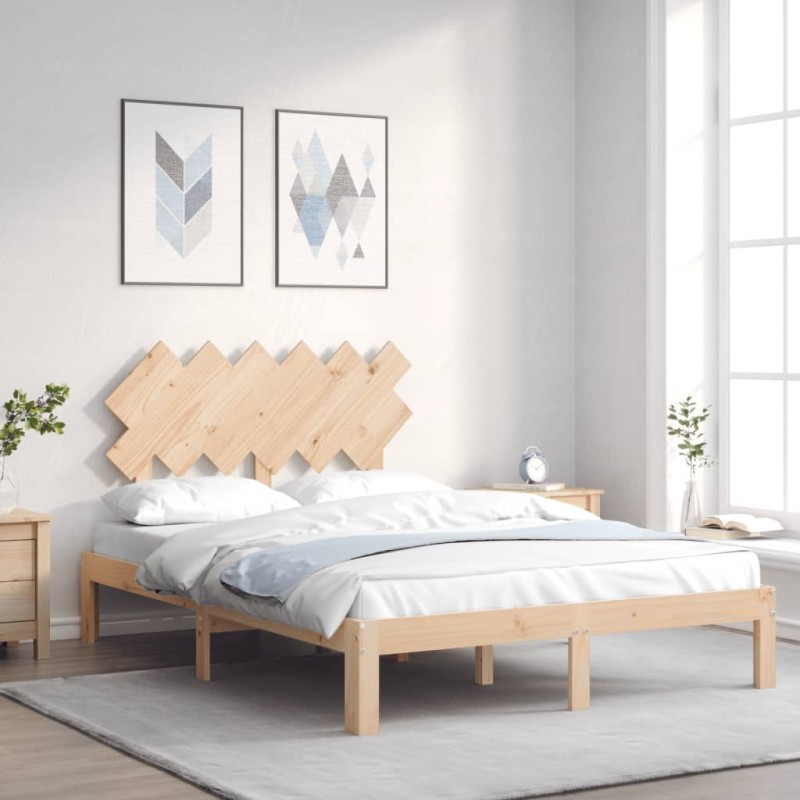vidaXL Massivholzbett mit Kopfteil vidaXL Massivholzbett mit Kopfteil