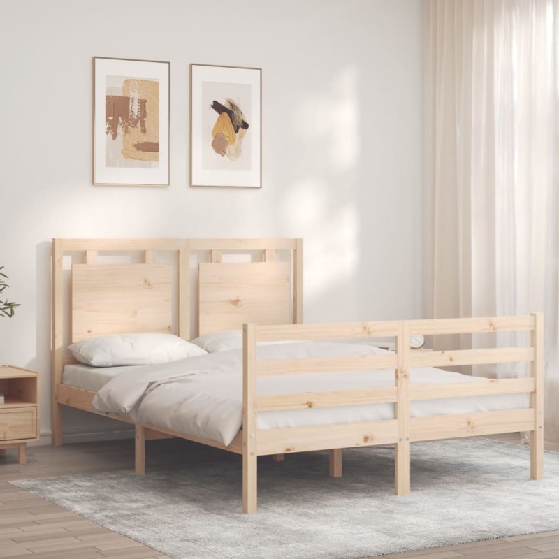 vidaXL Massivholzbett mit Kopfteil vidaXL Massivholzbett mit Kopfteil