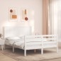 vidaXL Massivholzbett mit Kopfteil Weiß 140x190 cm vidaXL Massivholzbett mit Kopfteil Weiß 140x190 cm