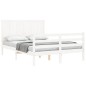 vidaXL Massivholzbett mit Kopfteil Weiß 140x190 cm vidaXL Massivholzbett mit Kopfteil Weiß 140x190 cm