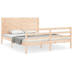 vidaXL Massivholzbett mit Kopfteil 160x200 cm