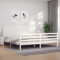 vidaXL Massivholzbett mit Kopfteil Weiß vidaXL Massivholzbett mit Kopfteil Weiß