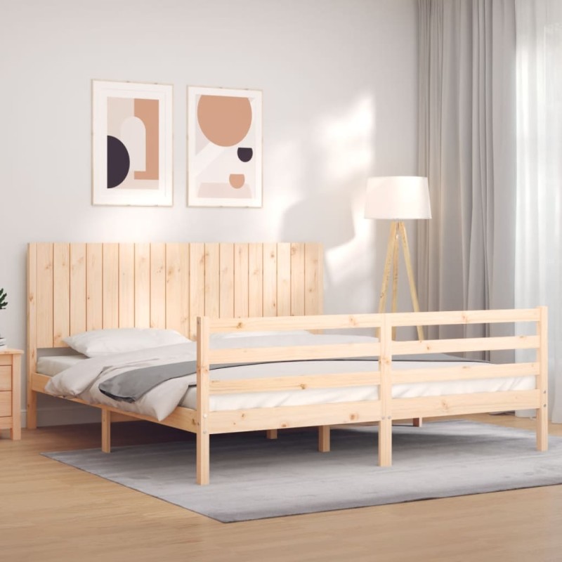vidaXL Massivholzbett mit Kopfteil vidaXL Massivholzbett mit Kopfteil