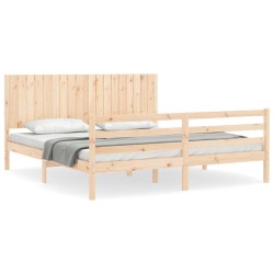 vidaXL Massivholzbett mit Kopfteil