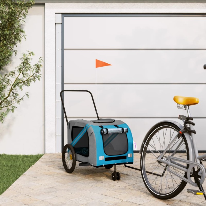vidaXL Fahrradanhänger Hunde Blau und Grau Oxford-Gewebe und Eisen vidaXL Fahrradanhänger Hunde Blau und Grau Oxford-Gewebe und Eisen