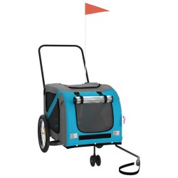 vidaXL Fahrradanhänger Hunde Blau und Grau Oxford-Gewebe und Eisen