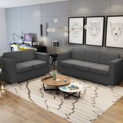vidaXL Zweiteilige Sofagarnitur Stoff Dunkelgrau 