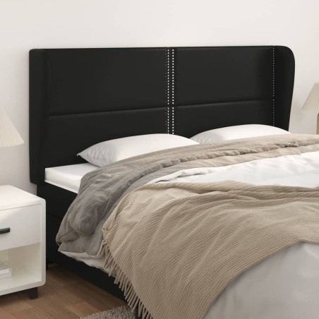 vidaXL Kopfteil mit Ohren Schwarz 203x23x118/128 cm Kunstleder