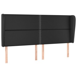 vidaXL Kopfteil mit Ohren Schwarz 203x23x118/128 cm Kunstleder