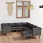 vidaXL 9-tlg. Garten-Lounge-Set mit Kissen Poly Rattan Grau vidaXL 9-tlg. Garten-Lounge-Set mit Kissen Poly Rattan Grau