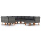 vidaXL 9-tlg. Garten-Lounge-Set mit Kissen Poly Rattan Grau vidaXL 9-tlg. Garten-Lounge-Set mit Kissen Poly Rattan Grau