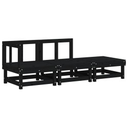 vidaXL 3-tlg. Garten-Lounge-Set Schwarz Massivholz Kiefer