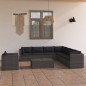 9-tlg. Garten-Lounge-Set mit Kissen Poly Rattan Grau 9-tlg. Garten-Lounge-Set mit Kissen Poly Rattan Grau