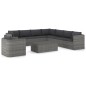9-tlg. Garten-Lounge-Set mit Kissen Poly Rattan Grau 9-tlg. Garten-Lounge-Set mit Kissen Poly Rattan Grau