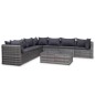 9-tlg. Garten-Lounge-Set mit Kissen Poly Rattan Grau 9-tlg. Garten-Lounge-Set mit Kissen Poly Rattan Grau