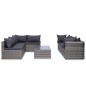 9-tlg. Garten-Lounge-Set mit Kissen Poly Rattan Grau 9-tlg. Garten-Lounge-Set mit Kissen Poly Rattan Grau