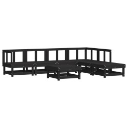 vidaXL 7-tlg. Garten-Lounge-Set Schwarz Massivholz Kiefer