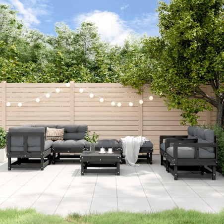 vidaXL 8-tlg. Garten-Lounge-Set Schwarz Massivholz Kiefer