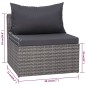 9-tlg. Garten-Lounge-Set mit Kissen Poly Rattan Grau 9-tlg. Garten-Lounge-Set mit Kissen Poly Rattan Grau