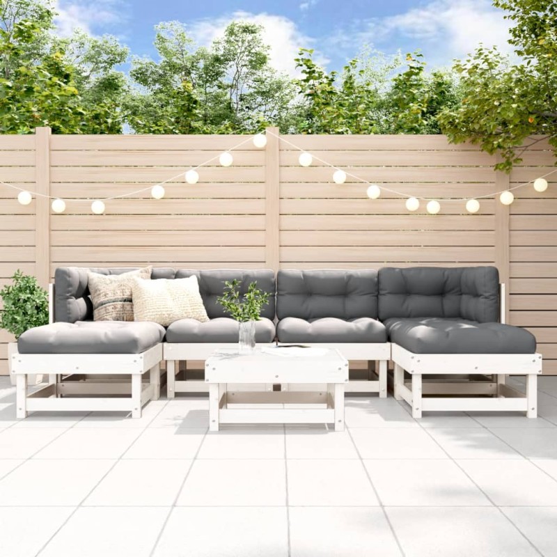 vidaXL 7-tlg. Garten-Lounge-Set Weiß Massivholz Kiefer vidaXL 7-tlg. Garten-Lounge-Set Weiß Massivholz Kiefer