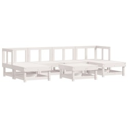 vidaXL 7-tlg. Garten-Lounge-Set Weiß Massivholz Kiefer