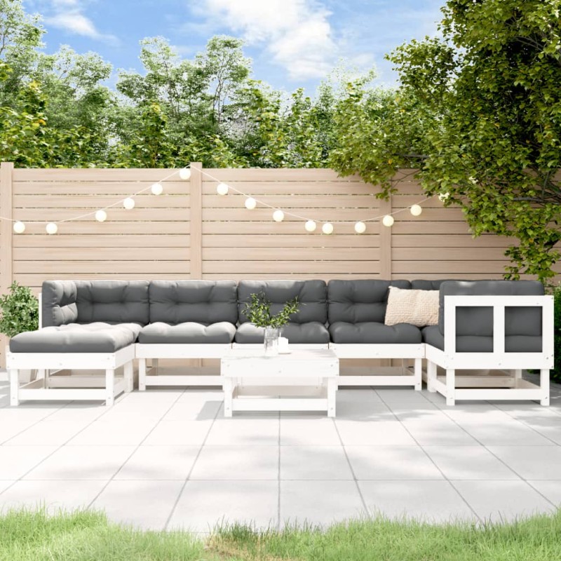 vidaXL 8-tlg. Garten-Lounge-Set Weiß Massivholz Kiefer vidaXL 8-tlg. Garten-Lounge-Set Weiß Massivholz Kiefer