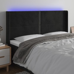 vidaXL LED Kopfteil Schwarz 163x16x118/128 cm Samt