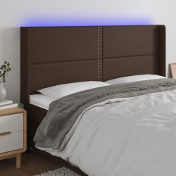vidaXL LED Kopfteil Braun 203x16x118/128 cm Kunstleder