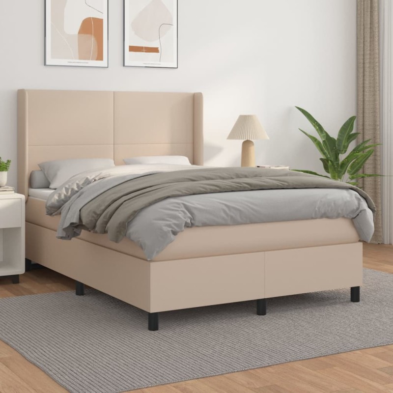 vidaXL Boxspringbett Matratze Cappuccino-Braun 140x190cm Kunstleder vidaXL Boxspringbett Matratze Cappuccino-Braun 140x190cm Kunstleder