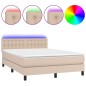 vidaXL Boxspringbett mit Matratze & LED Cappuccino-Braun 140x190cm vidaXL Boxspringbett mit Matratze & LED Cappuccino-Braun 140x190cm