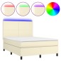 vidaXL Boxspringbett mit Matratze & LED Creme 140x190 cm Kunstleder vidaXL Boxspringbett mit Matratze & LED Creme 140x190 cm Kunstleder