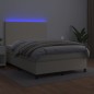 vidaXL Boxspringbett mit Matratze & LED Creme 140x190 cm Kunstleder vidaXL Boxspringbett mit Matratze & LED Creme 140x190 cm Kunstleder