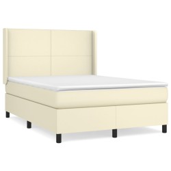 vidaXL Boxspringbett mit Matratze Creme 140x190 cm Kunstleder