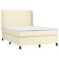vidaXL Boxspringbett mit Matratze Creme 140x190 cm Kunstleder vidaXL Boxspringbett mit Matratze Creme 140x190 cm Kunstleder