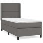 vidaXL Boxspringbett mit Matratze Grau 100x200 cm Kunstleder vidaXL Boxspringbett mit Matratze Grau 100x200 cm Kunstleder