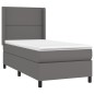 vidaXL Boxspringbett mit Matratze Grau 100x200 cm Kunstleder vidaXL Boxspringbett mit Matratze Grau 100x200 cm Kunstleder