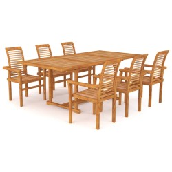 vidaXL 7-tlg. Garten-Essgruppe Massivholz Teak